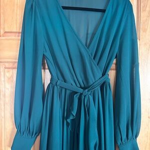 Elegant Teal Wrap Dress